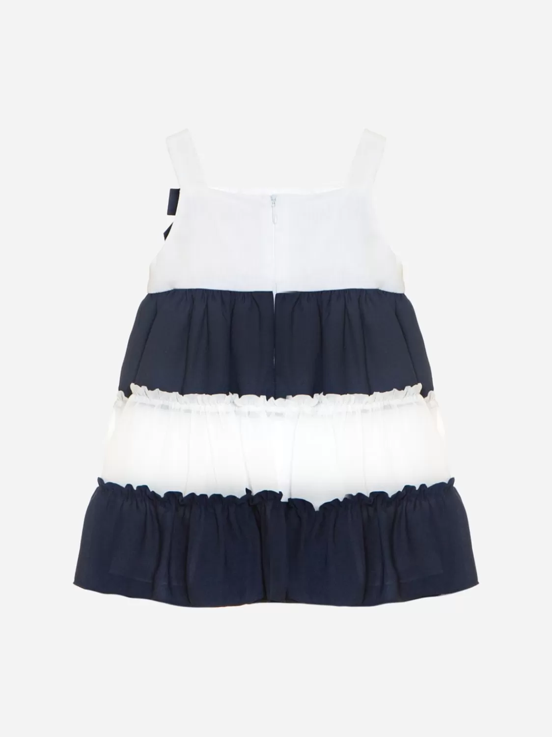 Baby Patachou Witte En Maritieme Jurk Gemaakt Van Chiffon