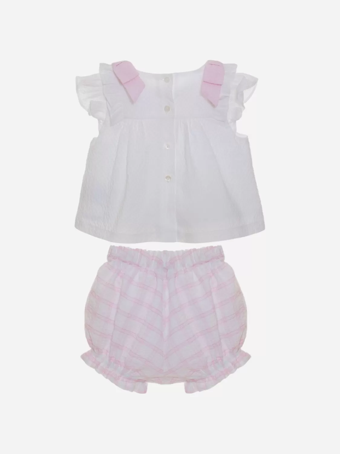 Baby Patachou Witte En Roze Geruite Blouse En Korte Broek