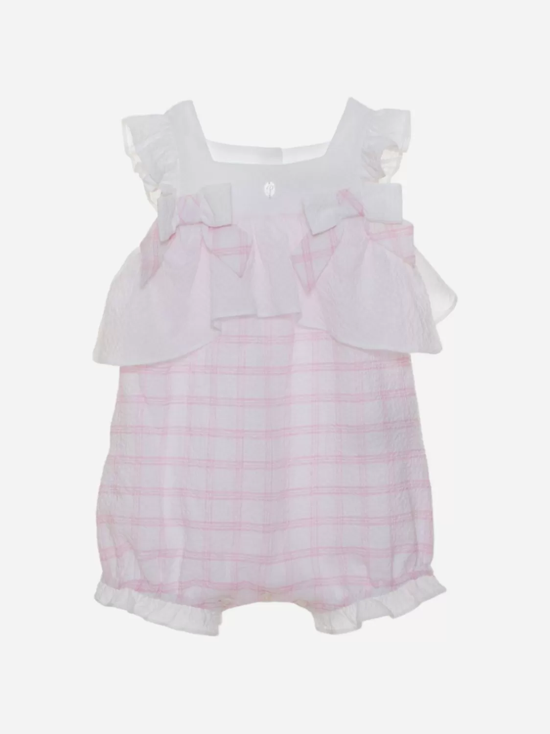 Baby Patachou Witte En Roze Jumpsuit Met Geruit Patroon