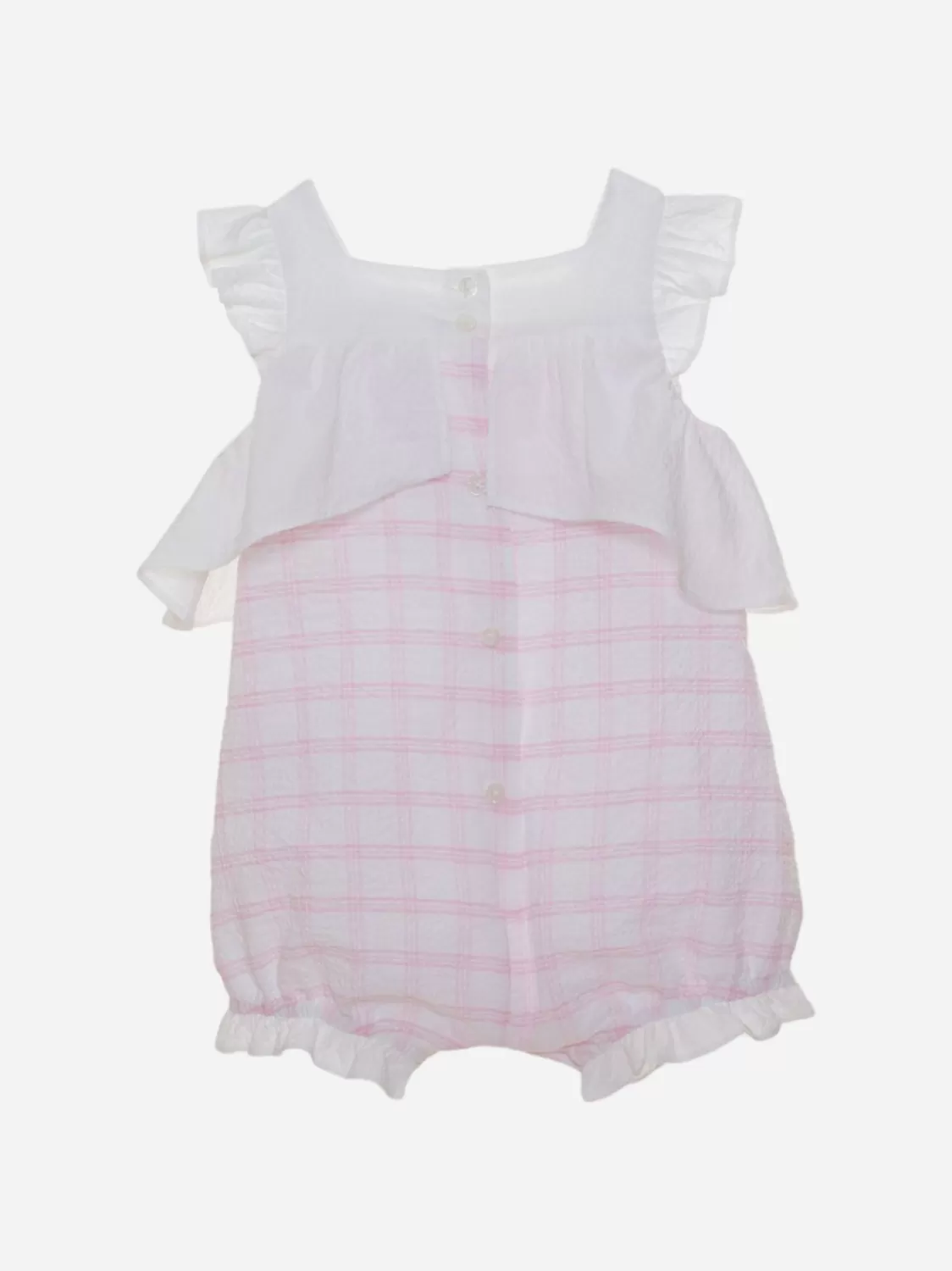 Baby Patachou Witte En Roze Jumpsuit Met Geruit Patroon