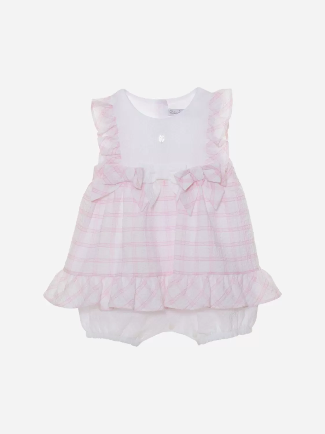 Baby Patachou Witte En Roze Jumpsuit Met Strikken