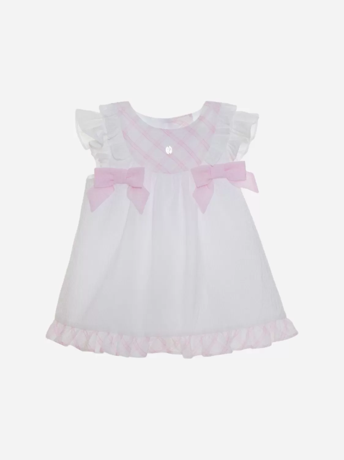 Baby Patachou Witte En Roze Jurk Met Geruite Details