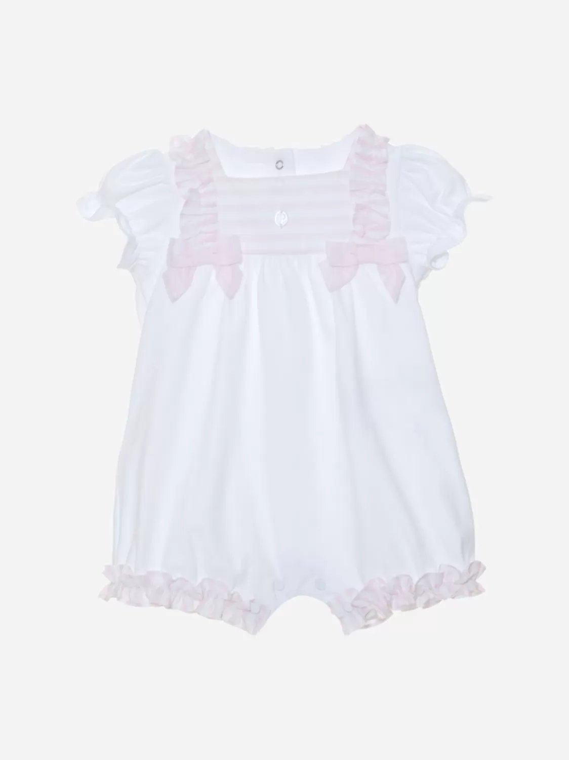 Baby Patachou Witte Jersey Romper Met Roze Strepen