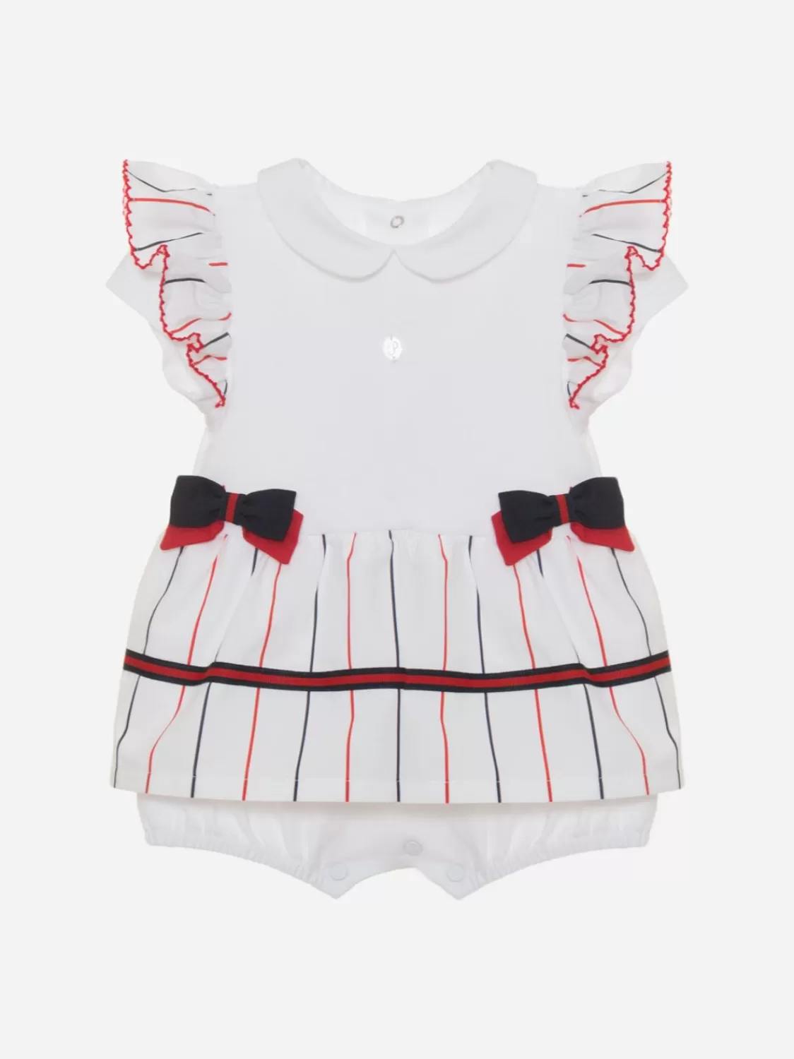Baby Patachou Witte Jumpsuit Voor Babymeisje Met Strikken