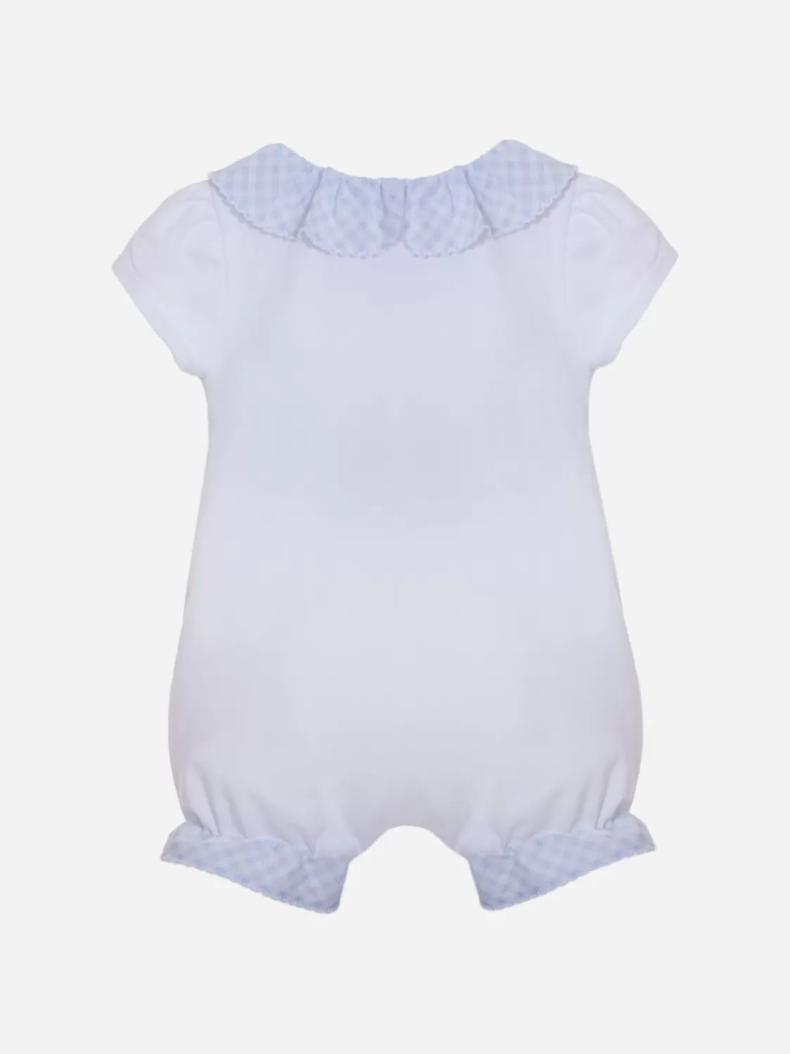 Baby Patachou Witte Jumpsuit Voor Babymeisjes Met Blauwe Geruite Details