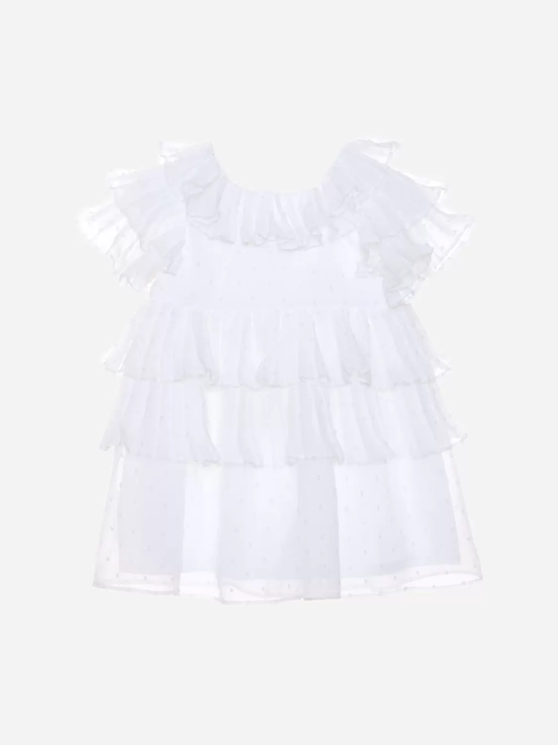 Baby Patachou Witte Jurk Gemaakt Van Chiffon