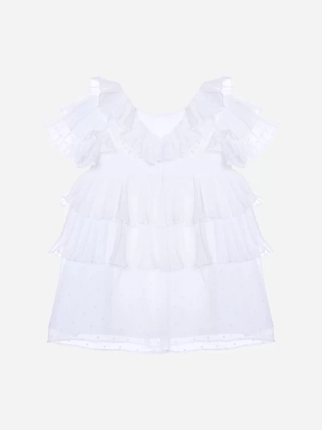 Baby Patachou Witte Jurk Gemaakt Van Chiffon