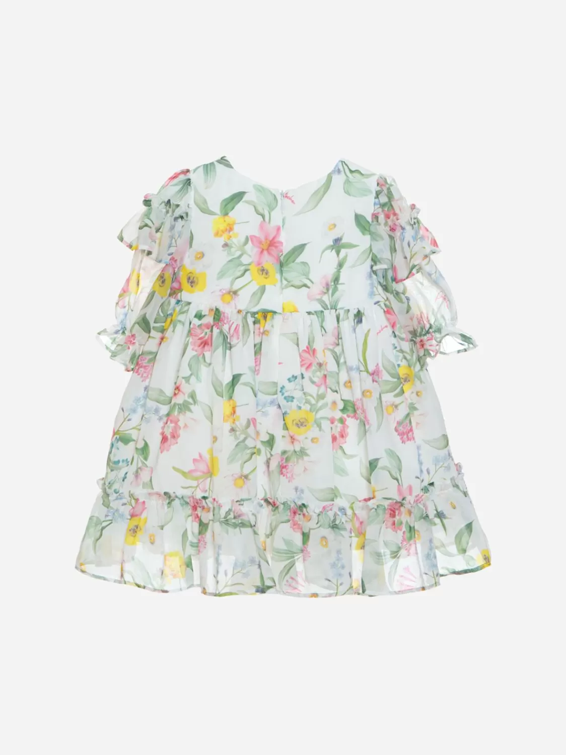 Baby Patachou Witte Jurk Met Bloemenprint Gemaakt Van Chiffon