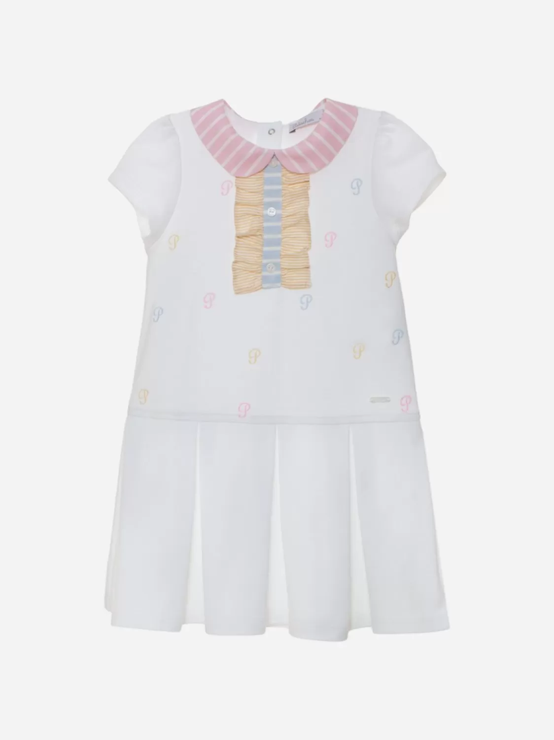 Baby Patachou Witte Meisjesjurk Met Kleurrijke Details