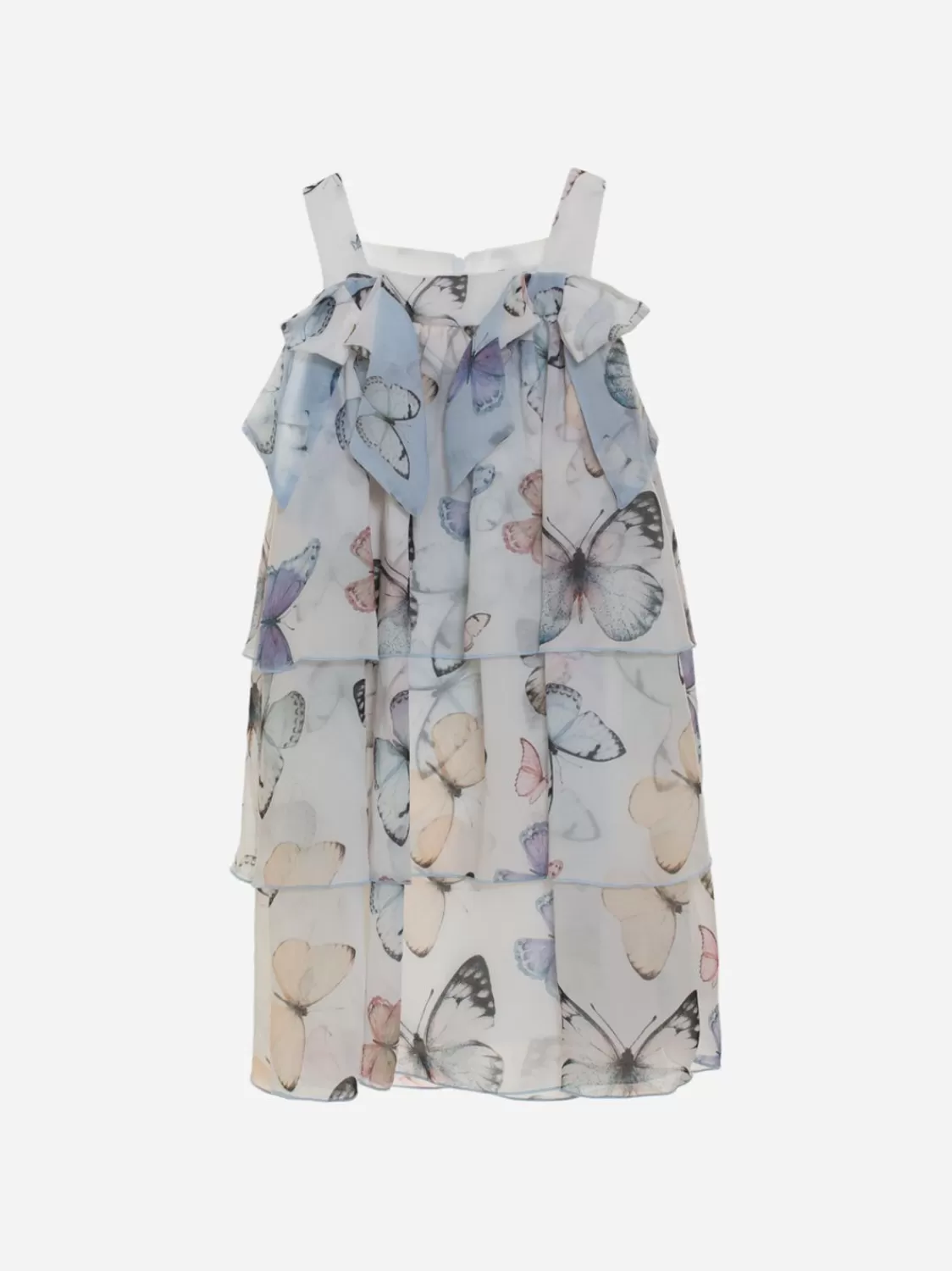 Meisje Patachou Witte Meisjesjurk Met Veelkleurige Vlinderprint