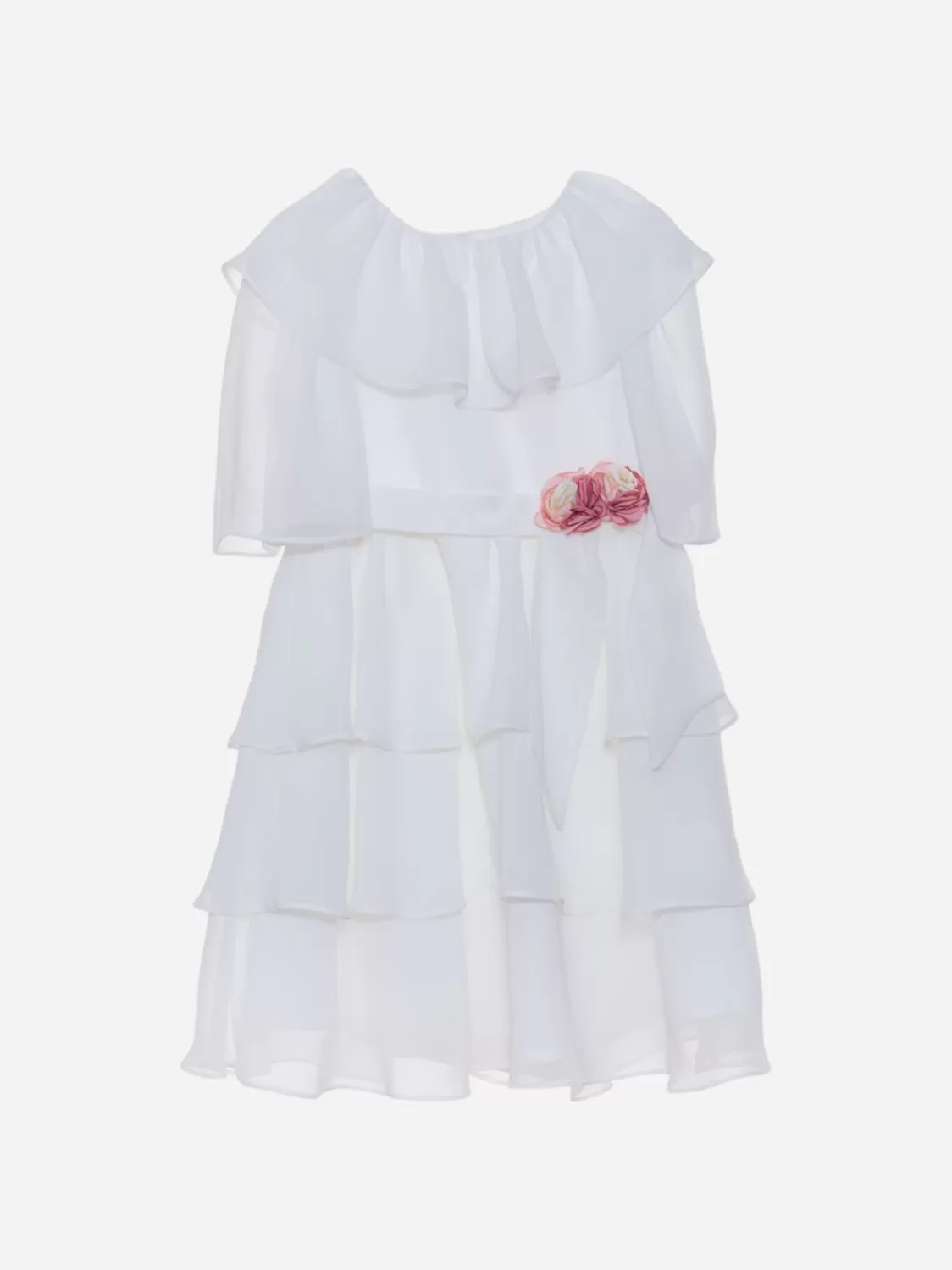 Meisje Patachou Witte Meisjesjurk Versierd Met Rozen