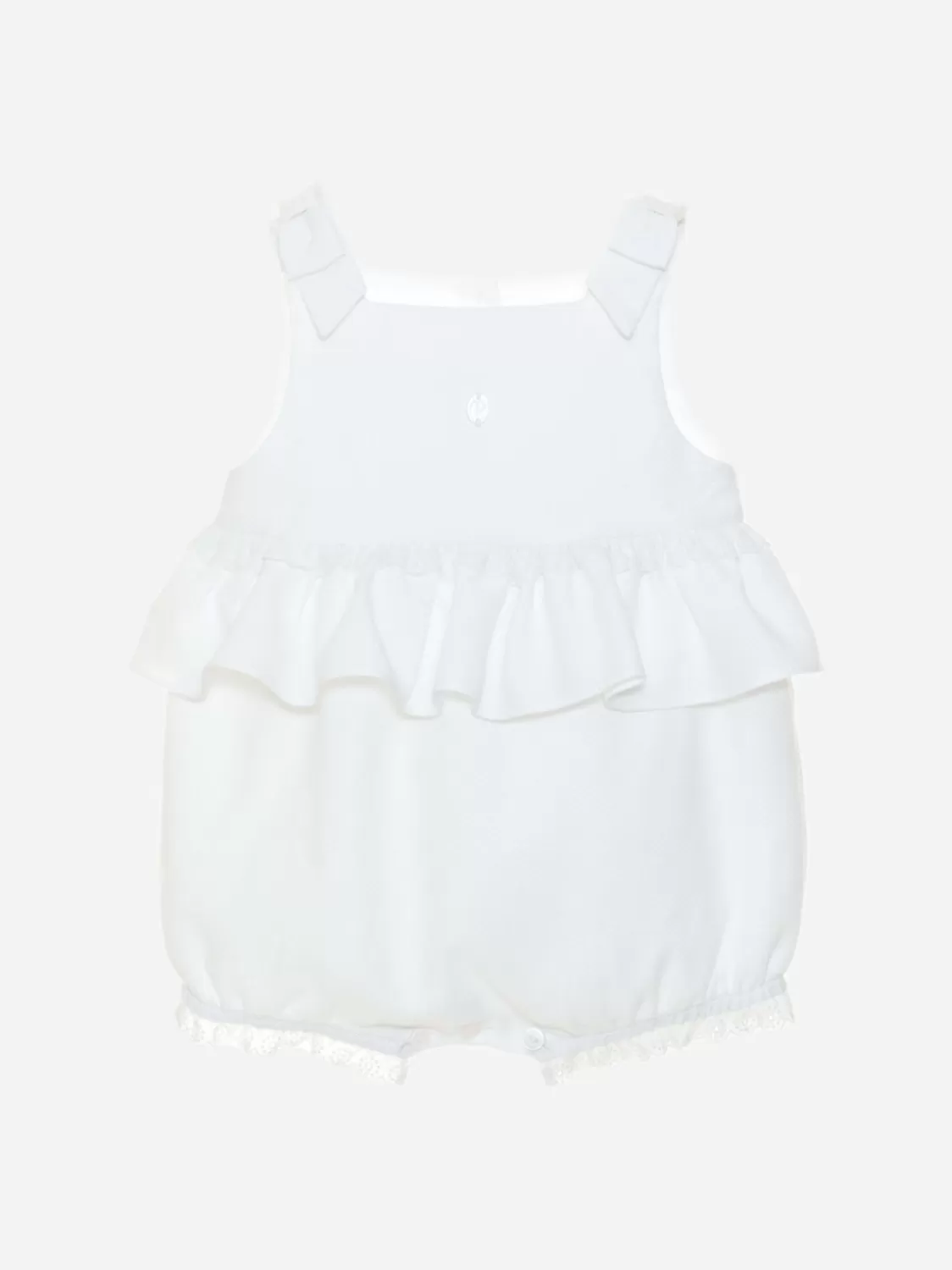 Baby Patachou Witte Piquet Overall Met Franje En Strikken