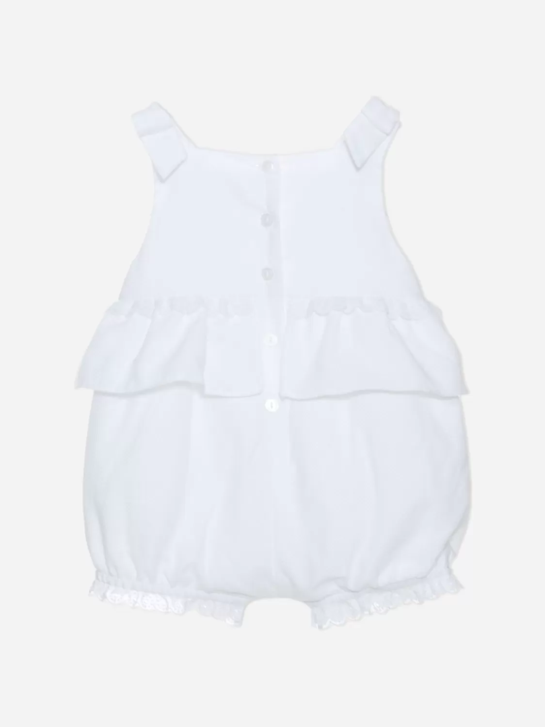 Baby Patachou Witte Piquet Overall Met Franje En Strikken