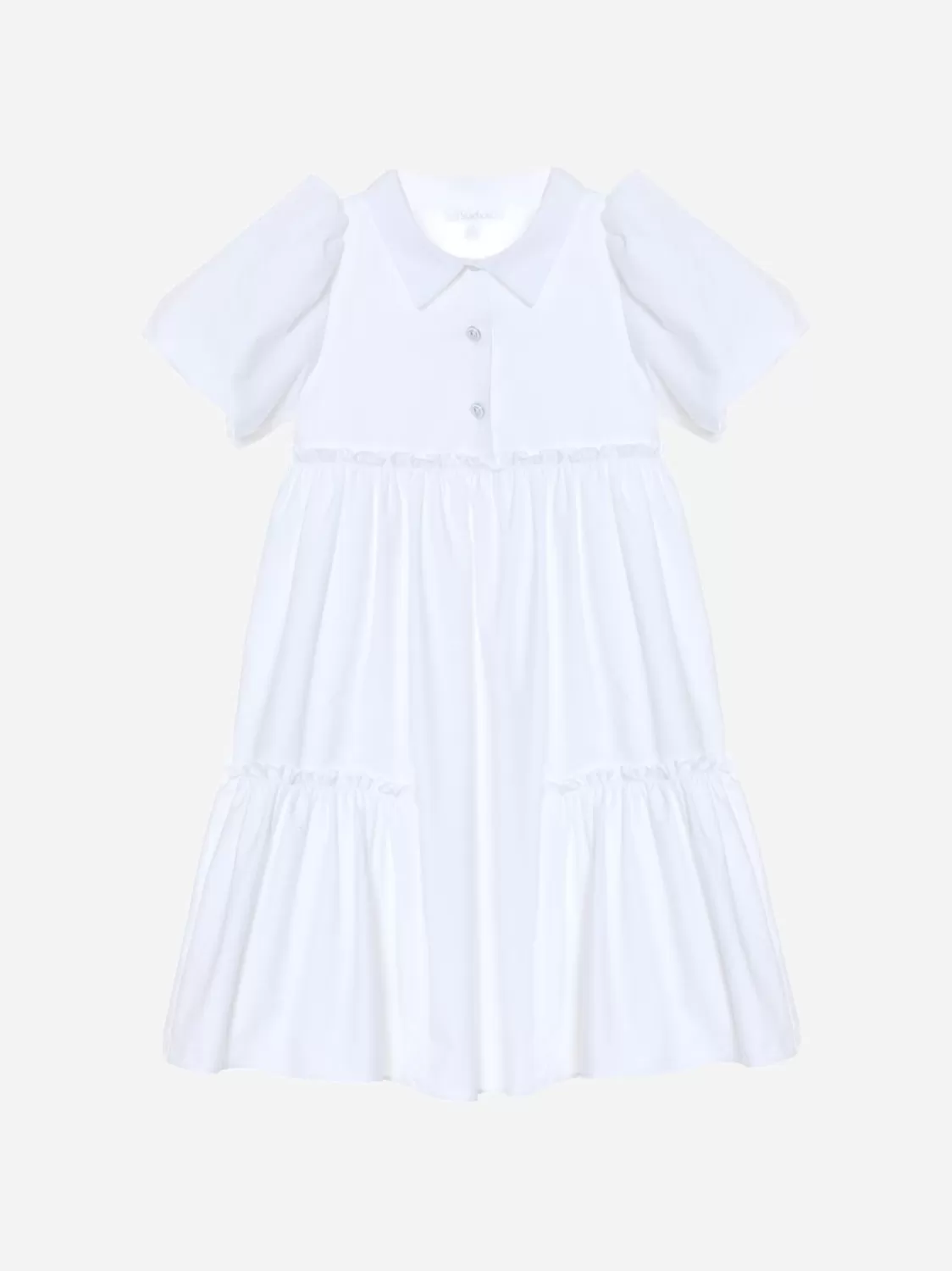 Meisje Patachou Witte Poplin-Jurk Met Korte Mouwen
