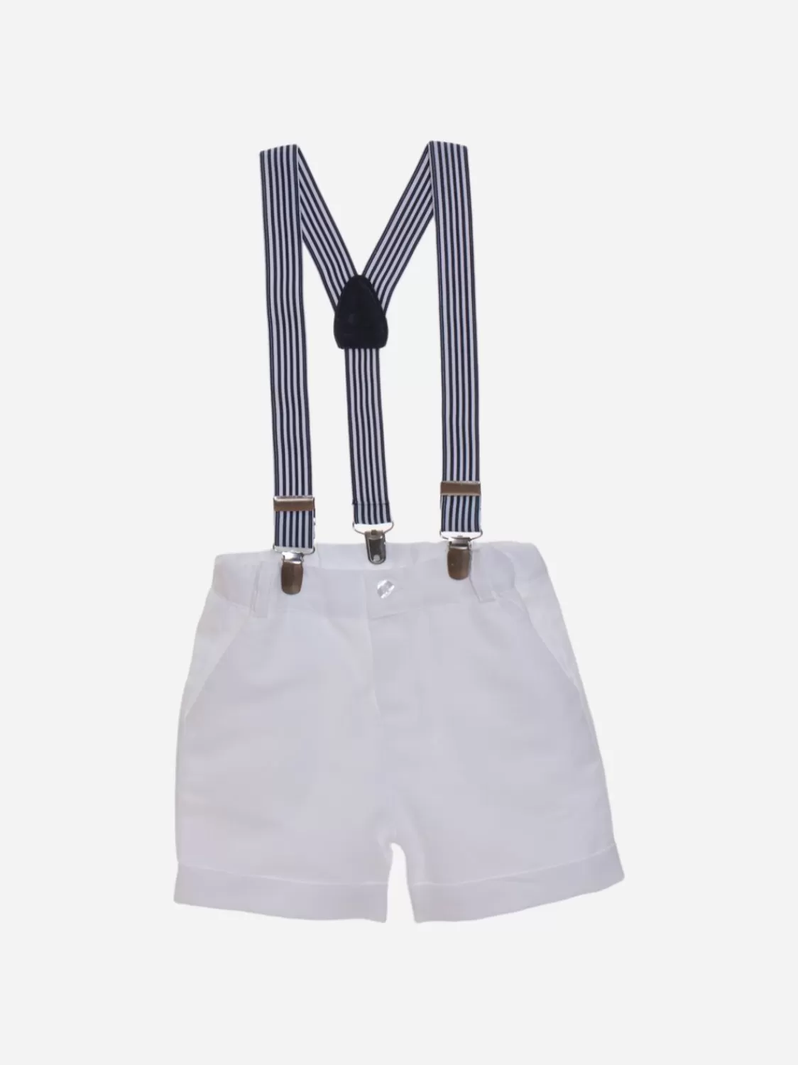 Baby Patachou Witte Shorts Voor Jongens Met Bretels