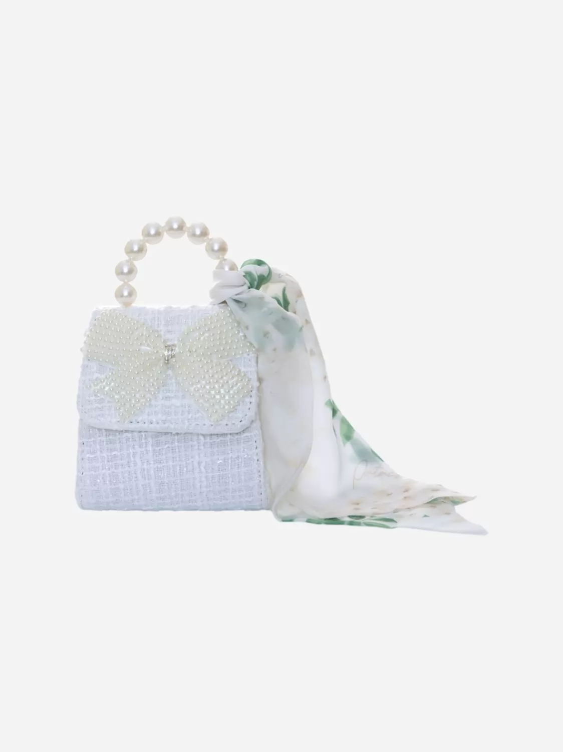 Meisje Patachou Witte Tweed Handtas